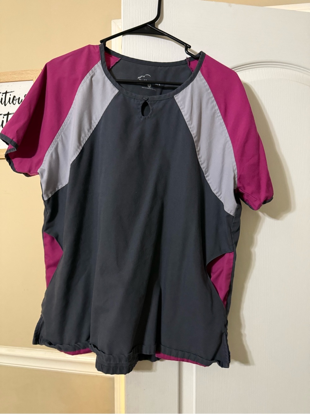 Women's Performance Scrub Top - Black & Magenta